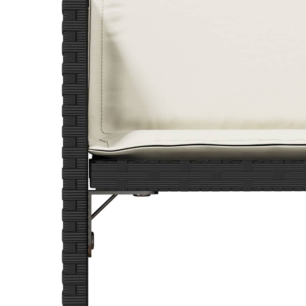 4 db fekete polyrattan kerti szék párnával