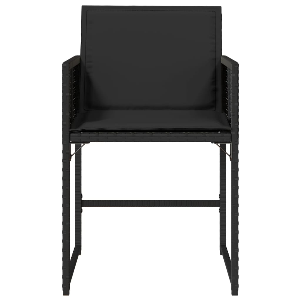 4 db fekete polyrattan kerti szék párnával