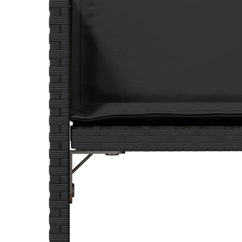4 db fekete polyrattan kerti szék párnával