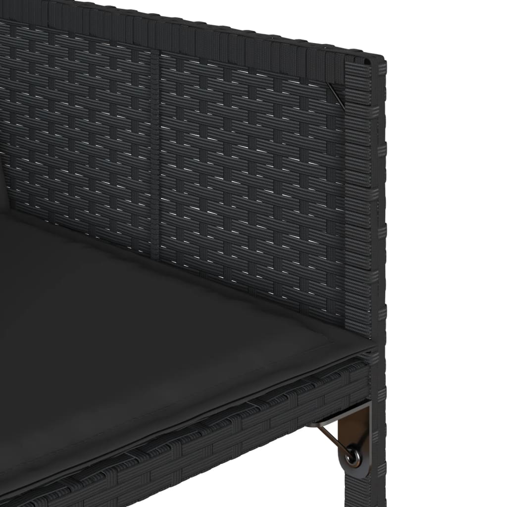 4 db fekete polyrattan kerti szék párnával