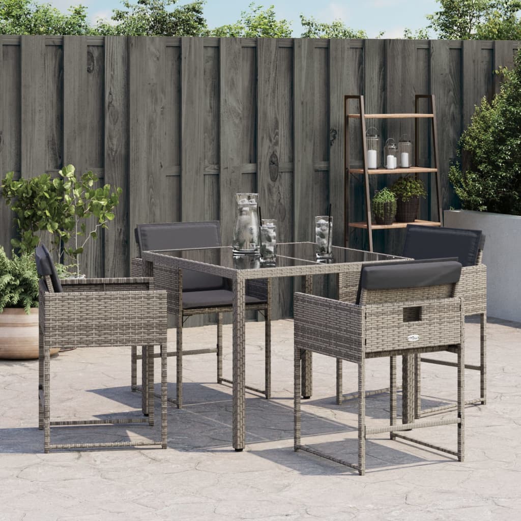 4 db szürke polyrattan kerti szék párnával