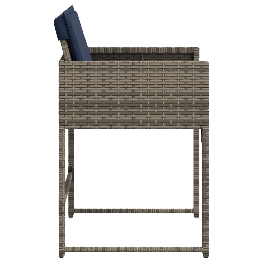 4 db szürke polyrattan kerti szék párnával