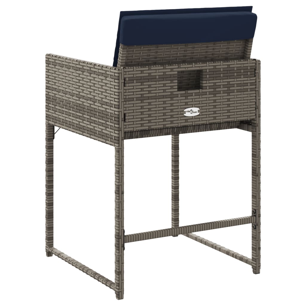 4 db szürke polyrattan kerti szék párnával