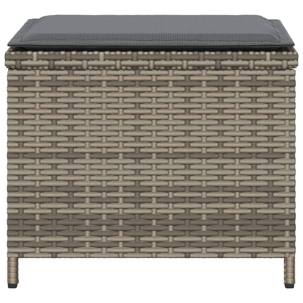 4 db szürke polyrattan kerti szék párnával 40 x 40 x 35 cm