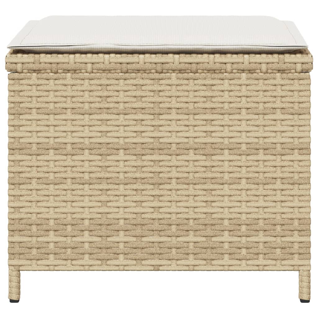 4 db bézs polyrattan kerti szék párnával 40x40x35 cm