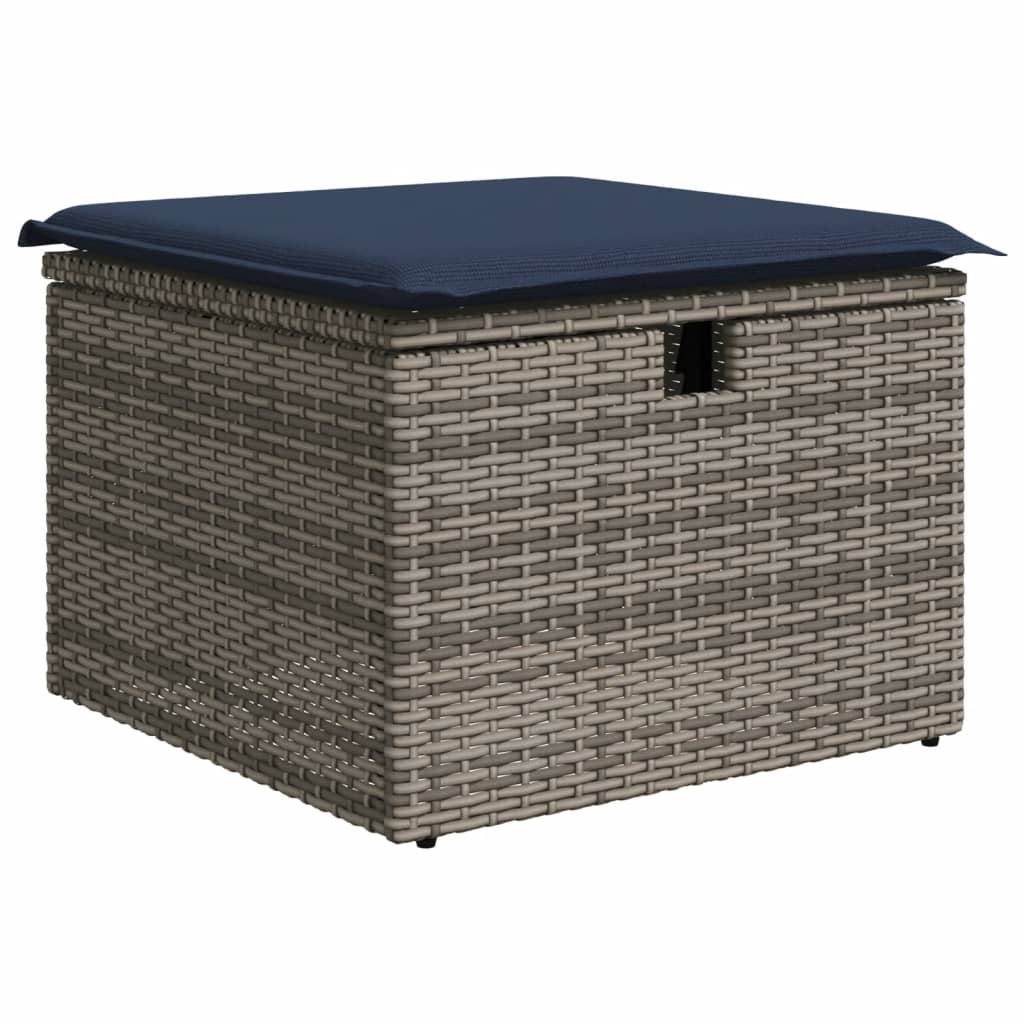8 db szürke polyrattan kerti kanapégarnitúra párnákkal