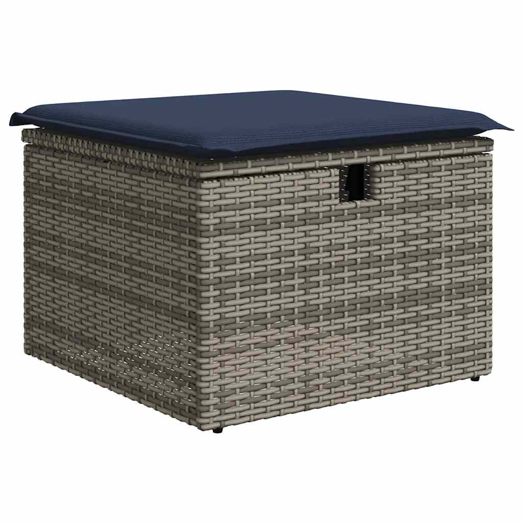 7 db szürke polyrattan kerti kanapégarnitúra párnákkal