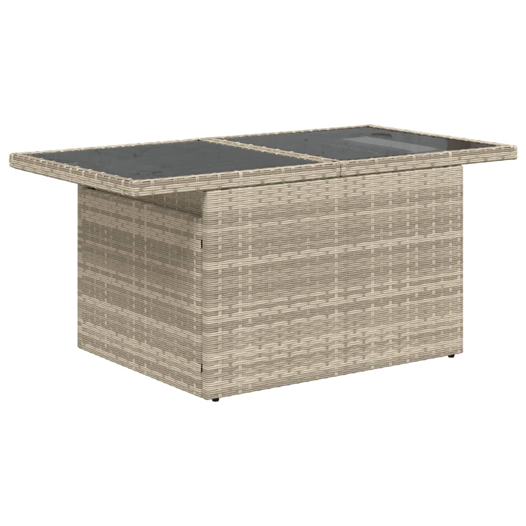 9 részes világosszürke polyrattan kerti ülőgarnitúra párnával