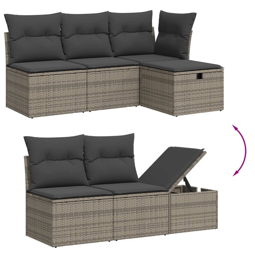 6 részes szürke polyrattan kerti ülőgarnitúra párnákkal