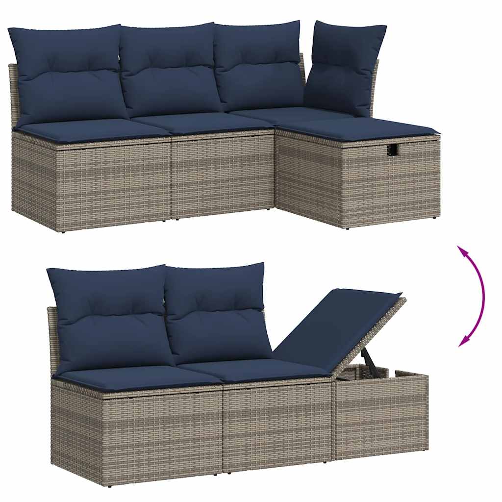 9 részes szürke polyrattan kerti ülőgarnitúra párnával