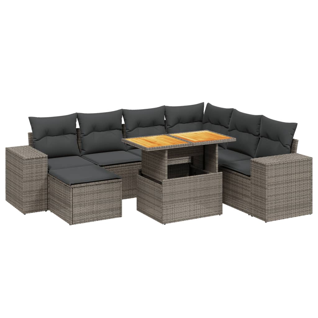 8 részes szürke polyrattan kerti ülőgarnitúra párnákkal