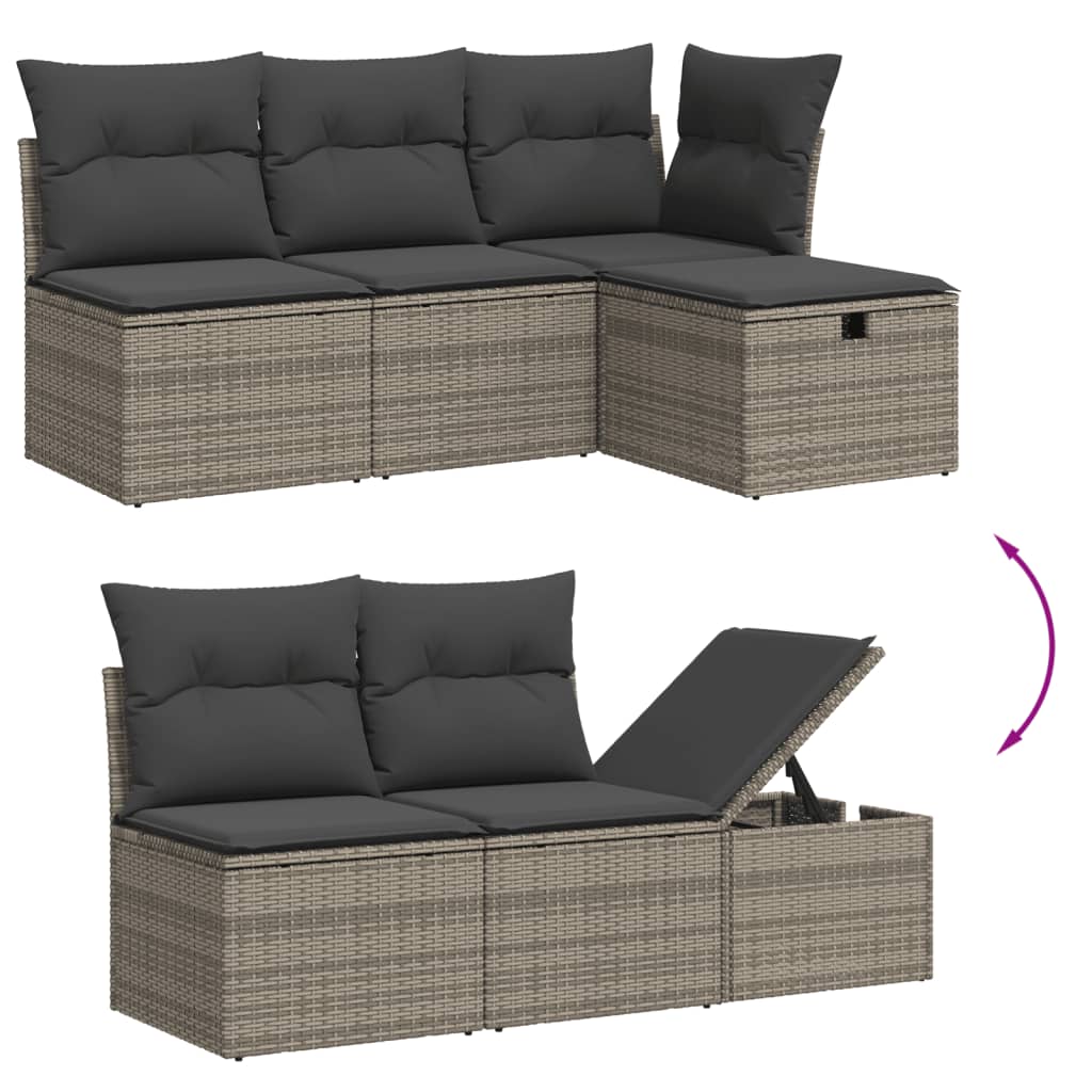 6 részes szürke polyrattan kerti ülőgarnitúra párnákkal