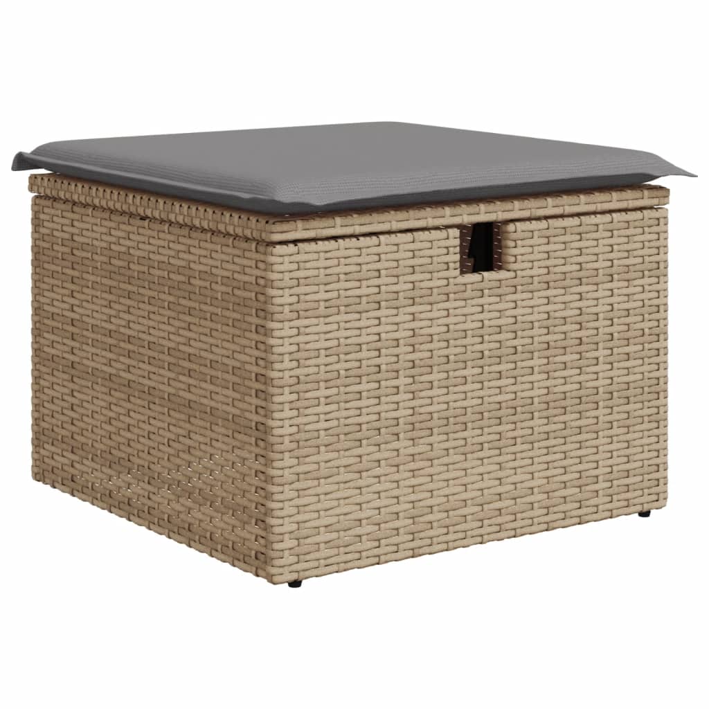 11 részes bézs polyrattan kerti ülőgarnitúra párnákkal