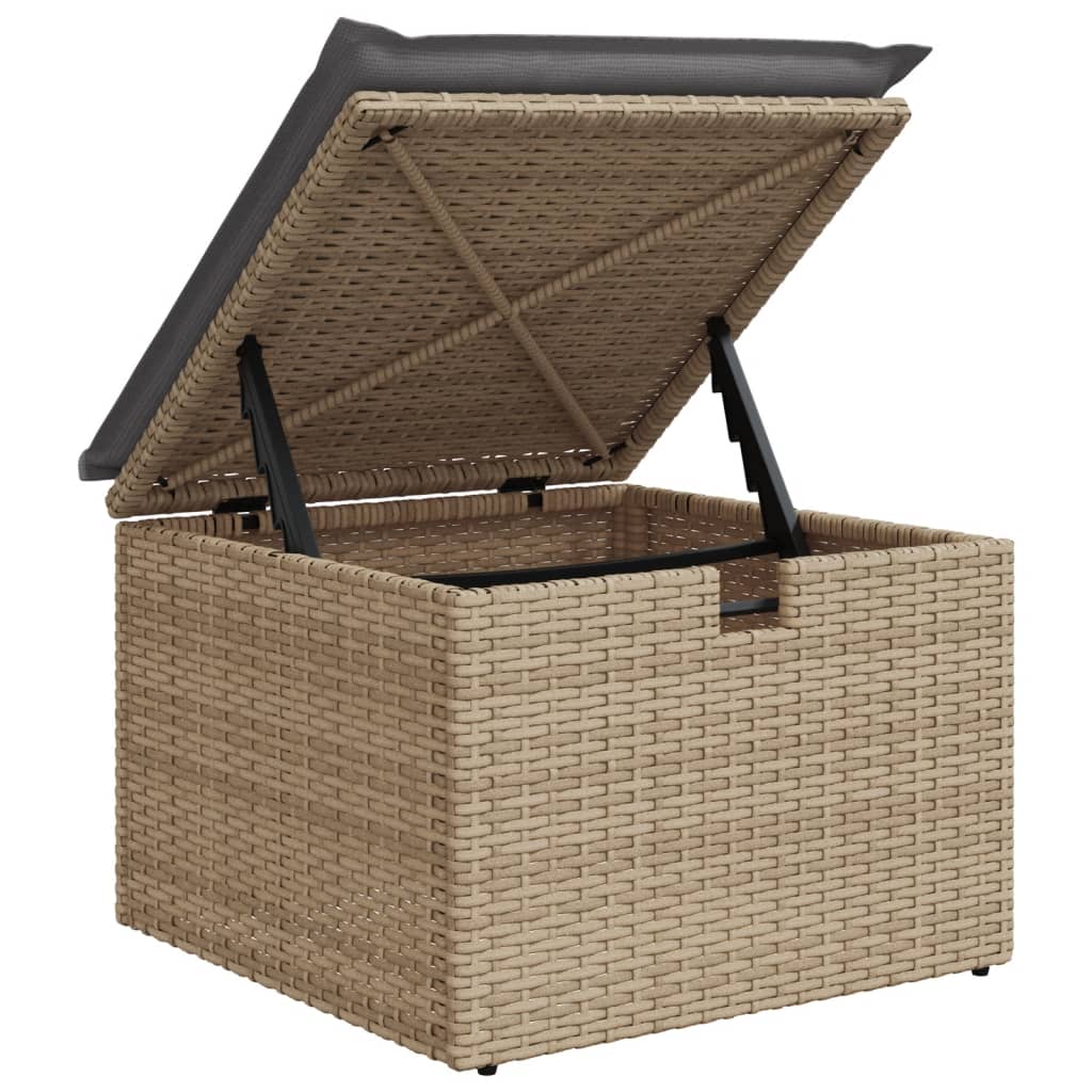 11 részes bézs polyrattan kerti ülőgarnitúra párnákkal