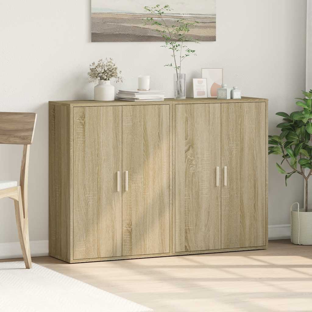 2 db sonoma tölgy színű szerelt fa tálalóasztal 60 x 31 x 84 cm
