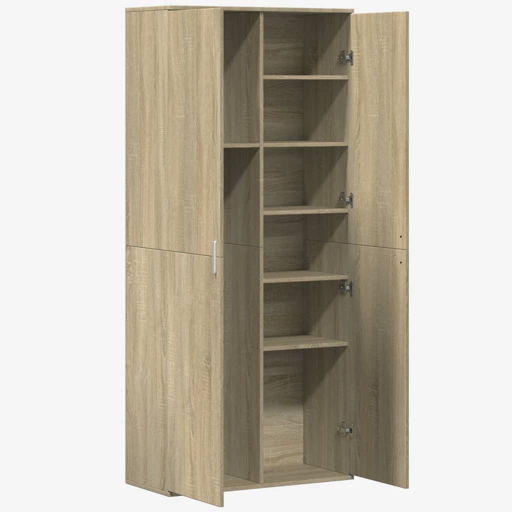 sonoma tölgy színű szerelt fa magasszekrény 80 x 35 x 180 cm