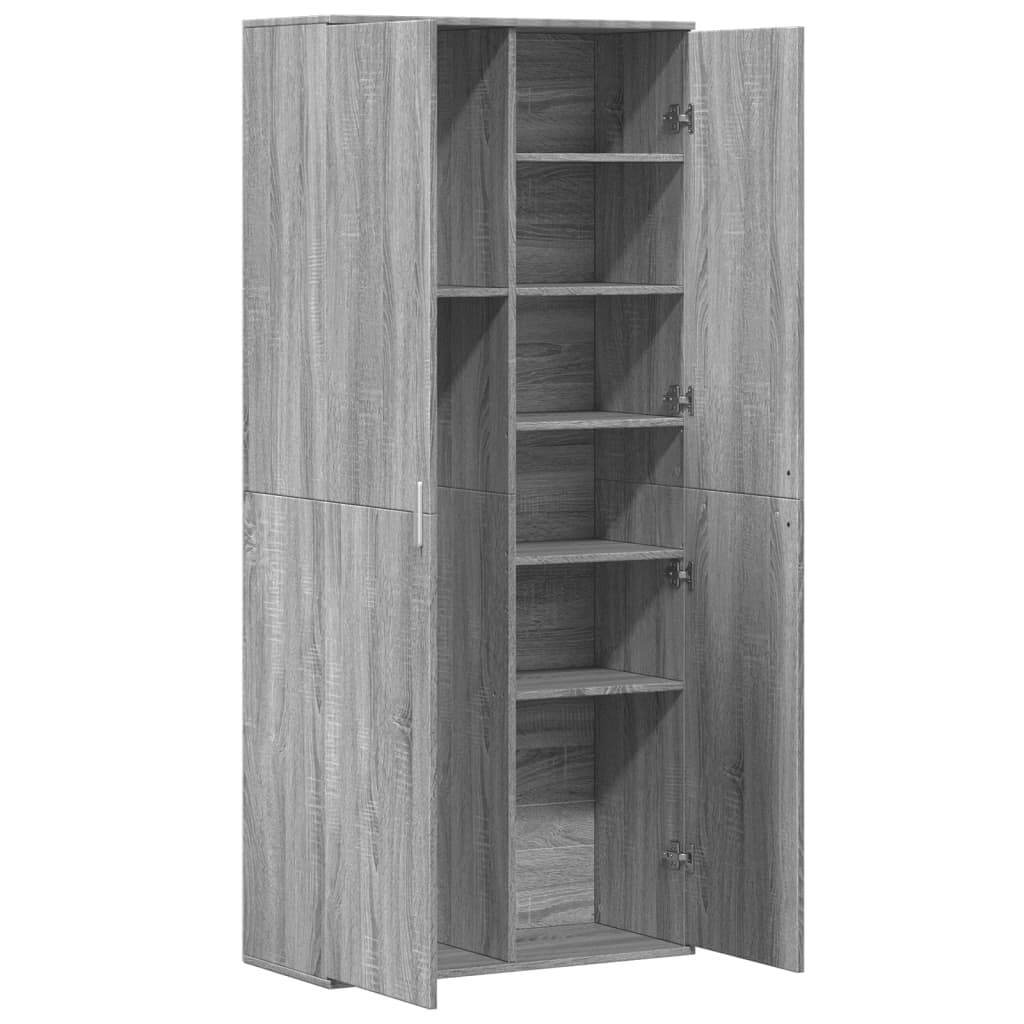 szürke sonoma színű szerelt fa magasszekrény 80 x 35 x 180 cm