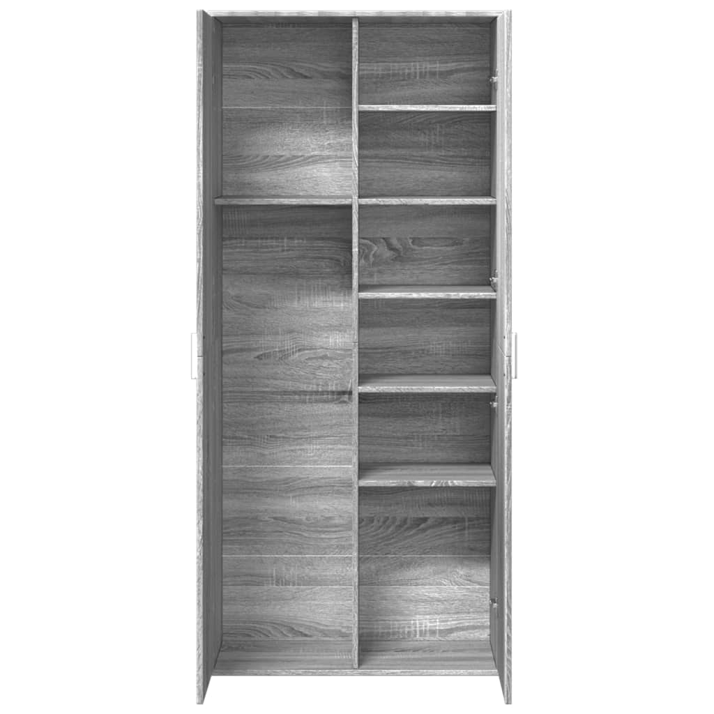 szürke sonoma színű szerelt fa magasszekrény 80 x 35 x 180 cm