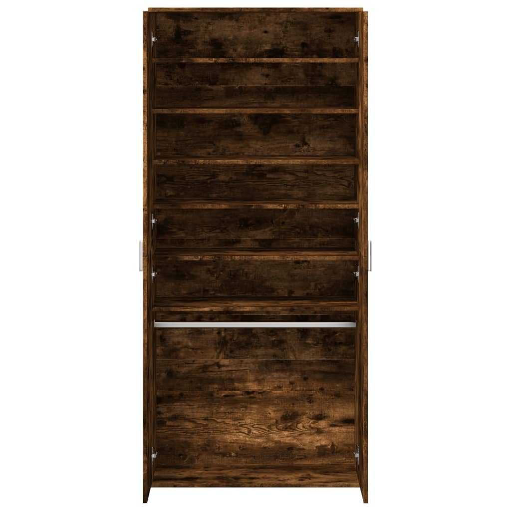füstös tölgy színű szerelt fa cipőszekrény 80 x 39 x 178 cm