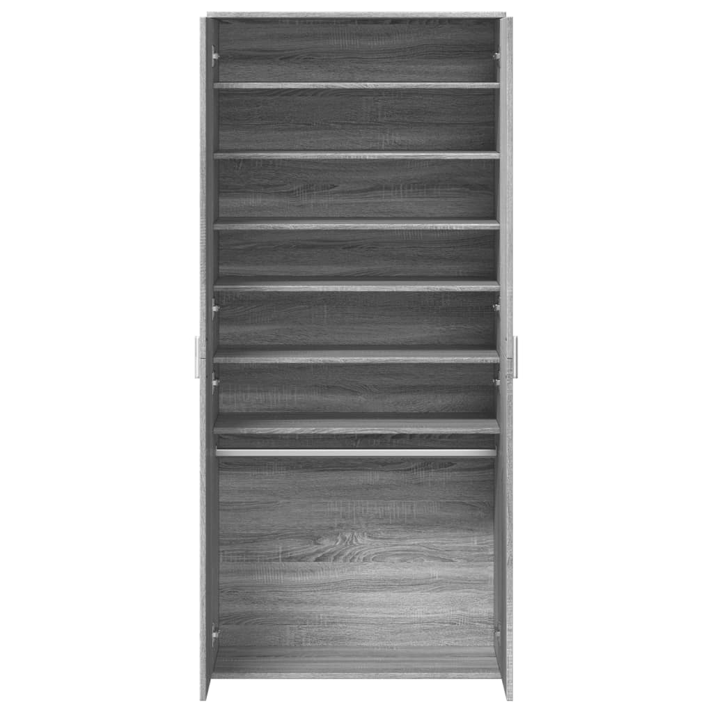 szürke sonoma színű szerelt fa cipősszekrény 80 x 39 x 178 cm