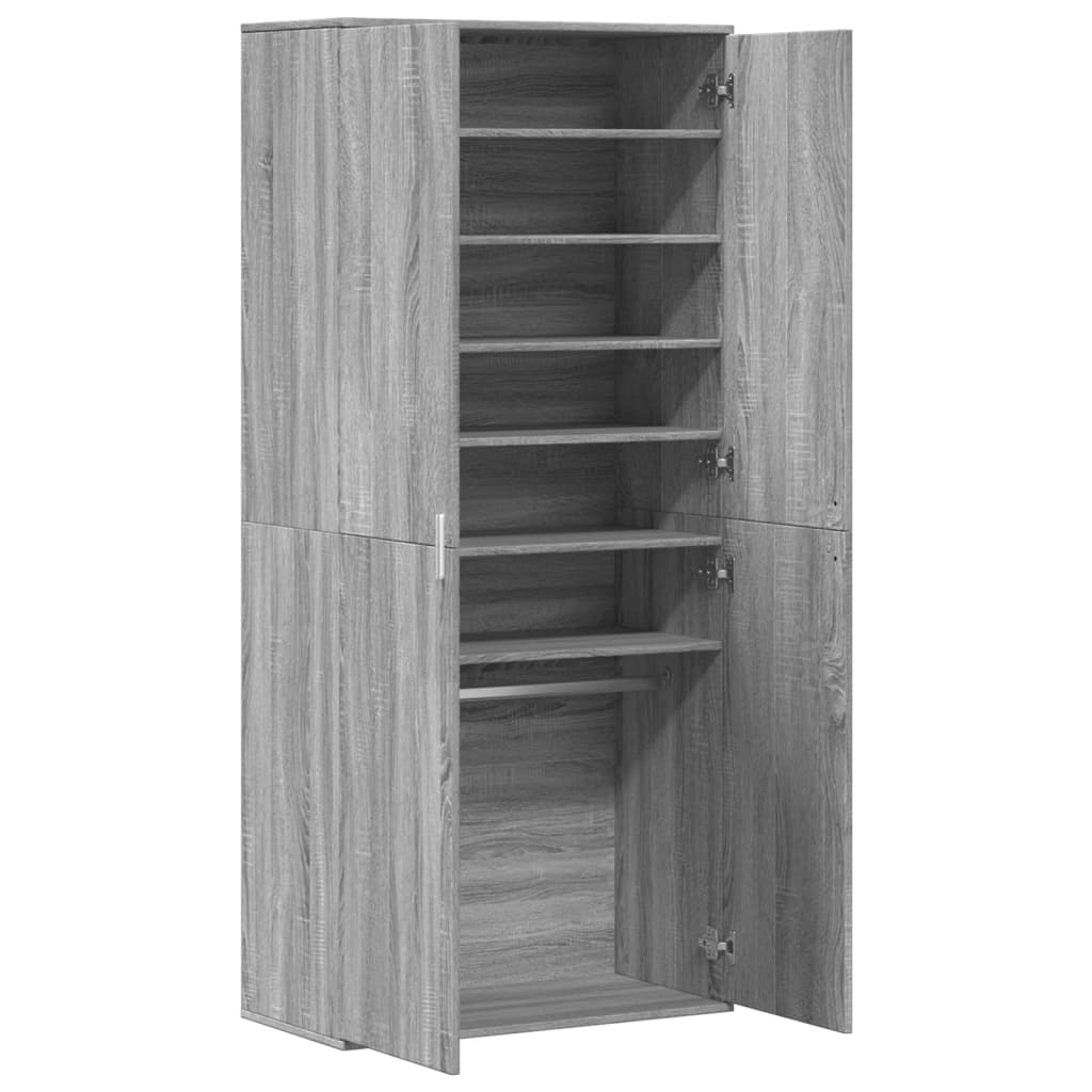 szürke sonoma színű szerelt fa cipősszekrény 80 x 39 x 178 cm
