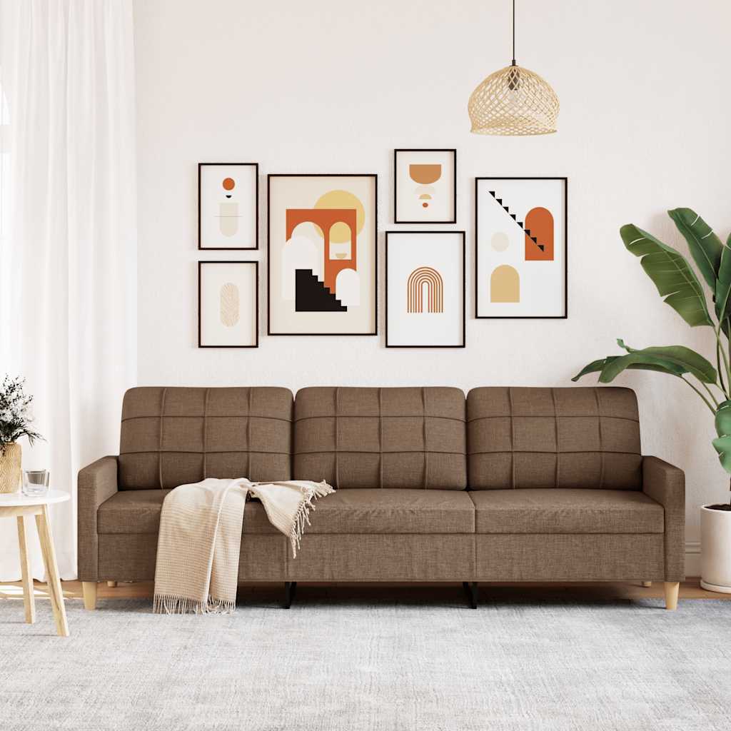 3 személyes barna szövetkanapé 210 cm