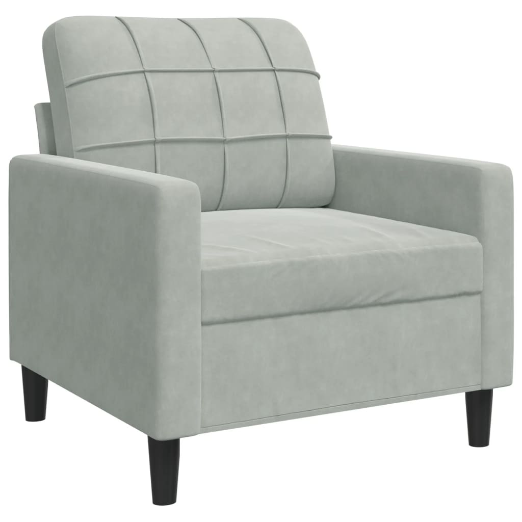 világosszürke bársony kanapéfotel 60 cm