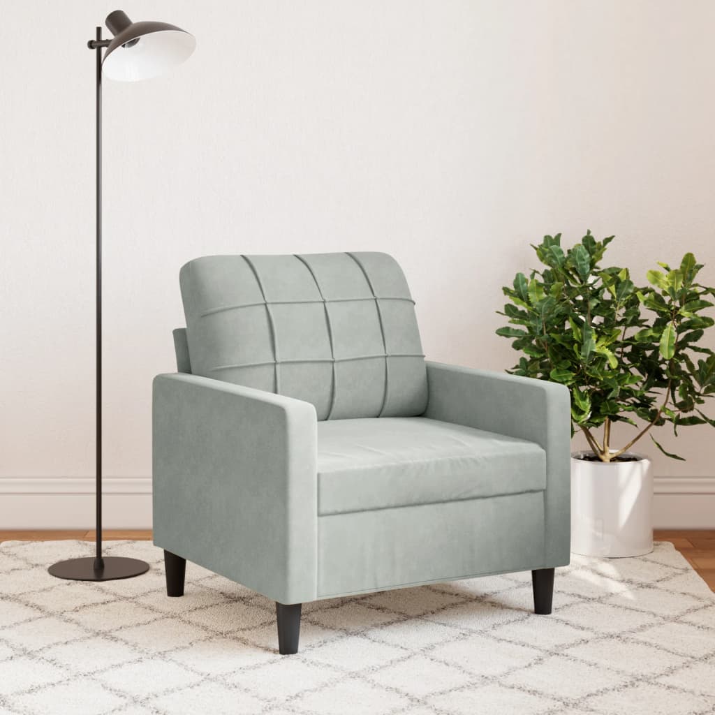 világosszürke bársony kanapéfotel 60 cm
