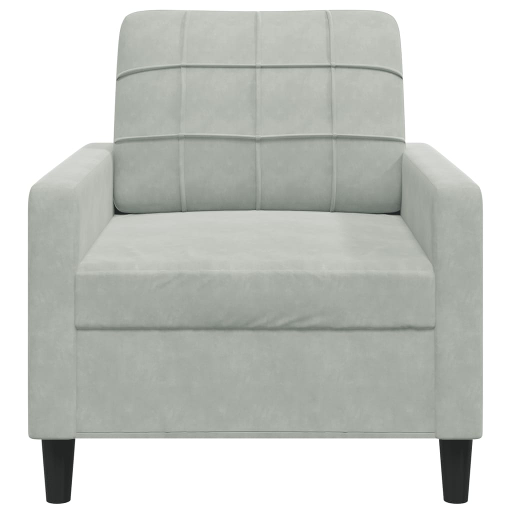 világosszürke bársony kanapéfotel 60 cm