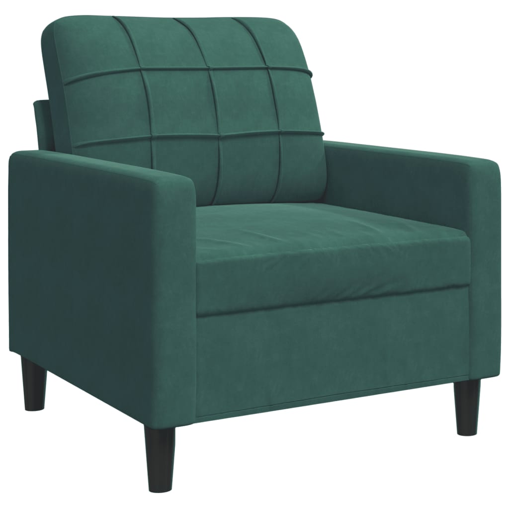 sötétzöld bársony kanapéfotel 60 cm