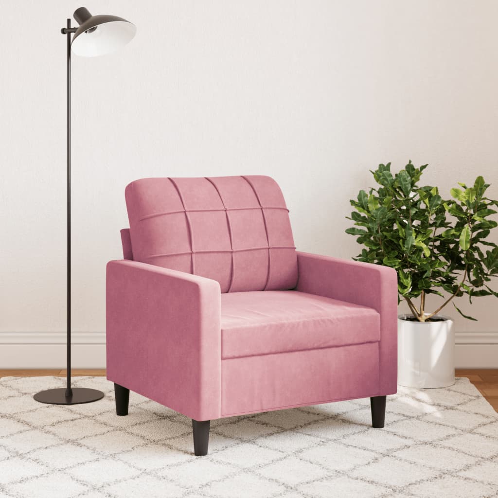 rózsaszín bársony kanapéfotel 60 cm