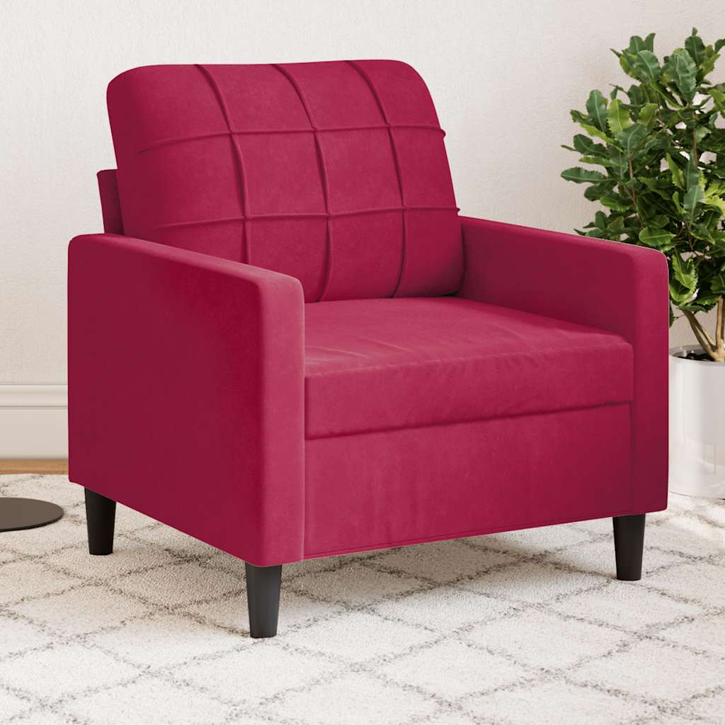 bordó bársony kanapéfotel 60 cm