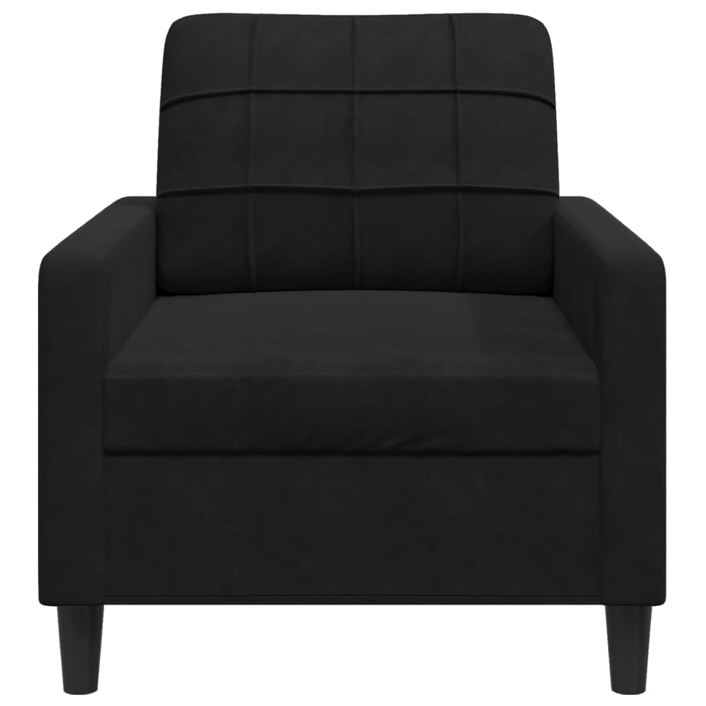 fekete bársony kanapéfotel 60 cm