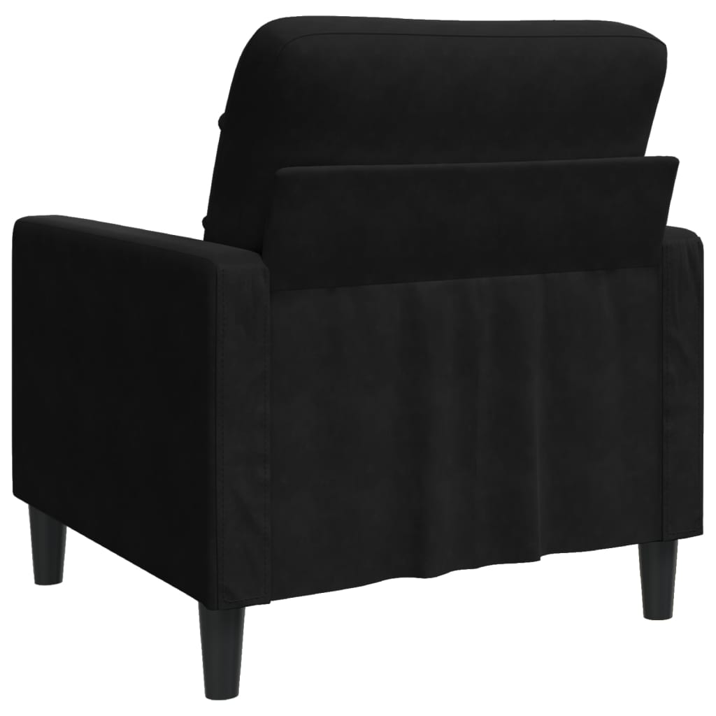 fekete bársony kanapéfotel 60 cm
