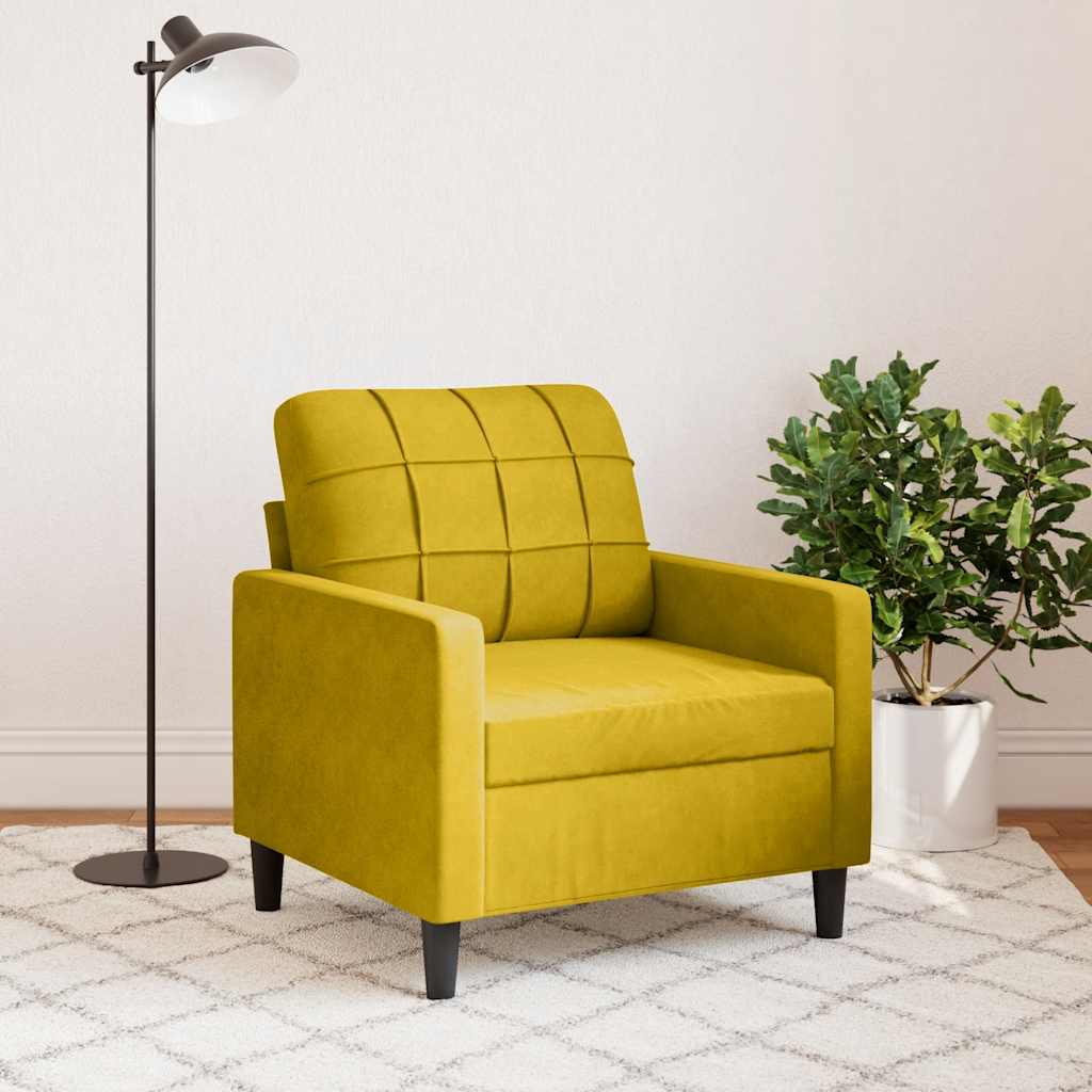 sárga bársony kanapéfotel 60 cm