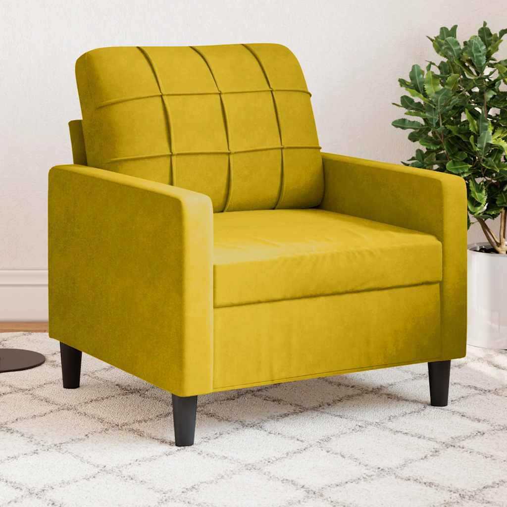 sárga bársony kanapéfotel 60 cm