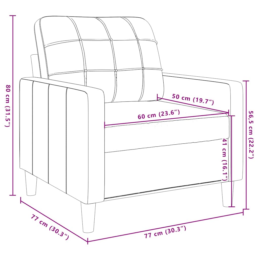 krémszínű bársony kanapéfotel 60 cm