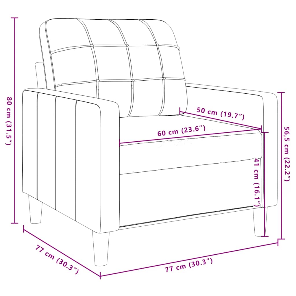 kék bársony kanapéfotel 60 cm