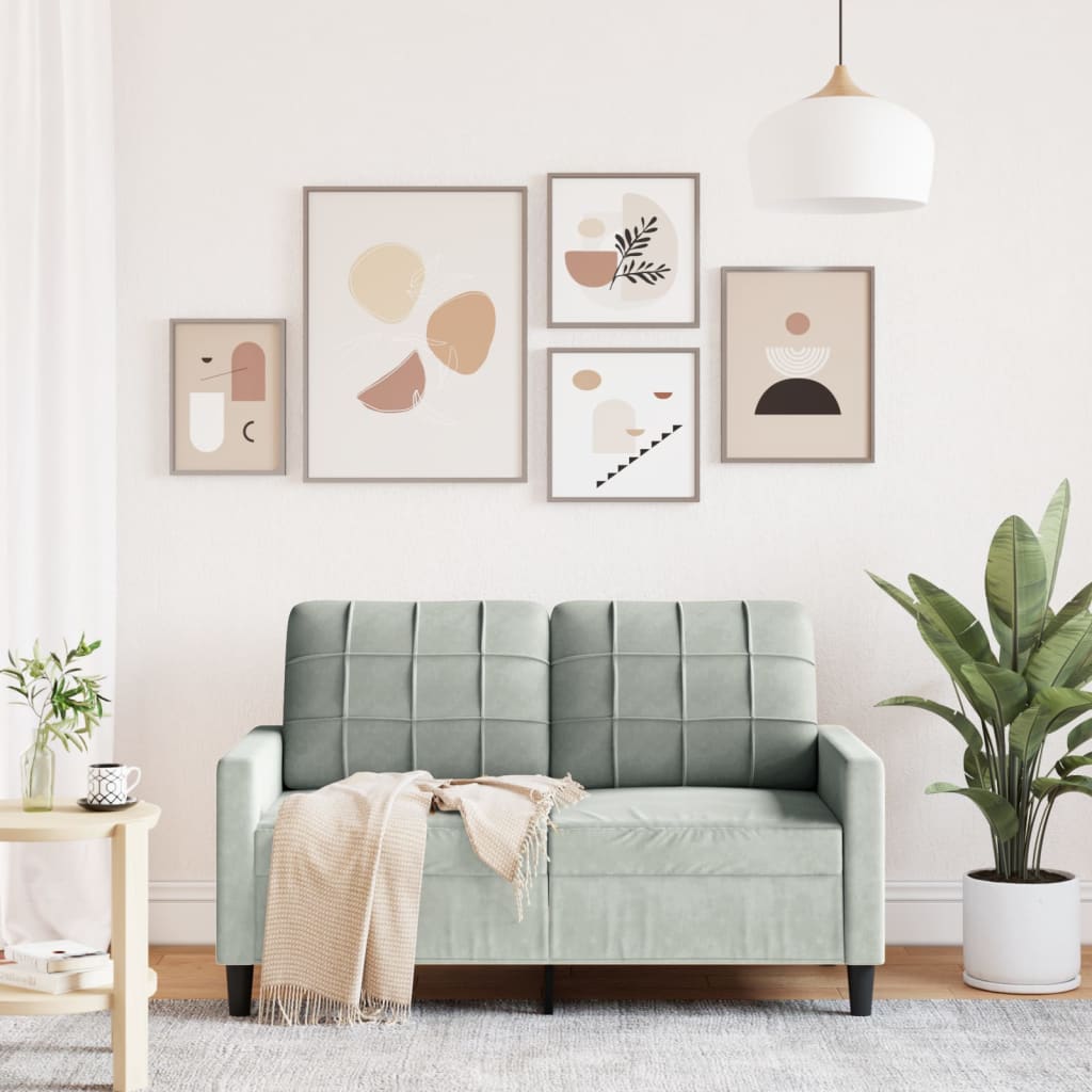 kétszemélyes világosszürke bársony kanapé 120 cm