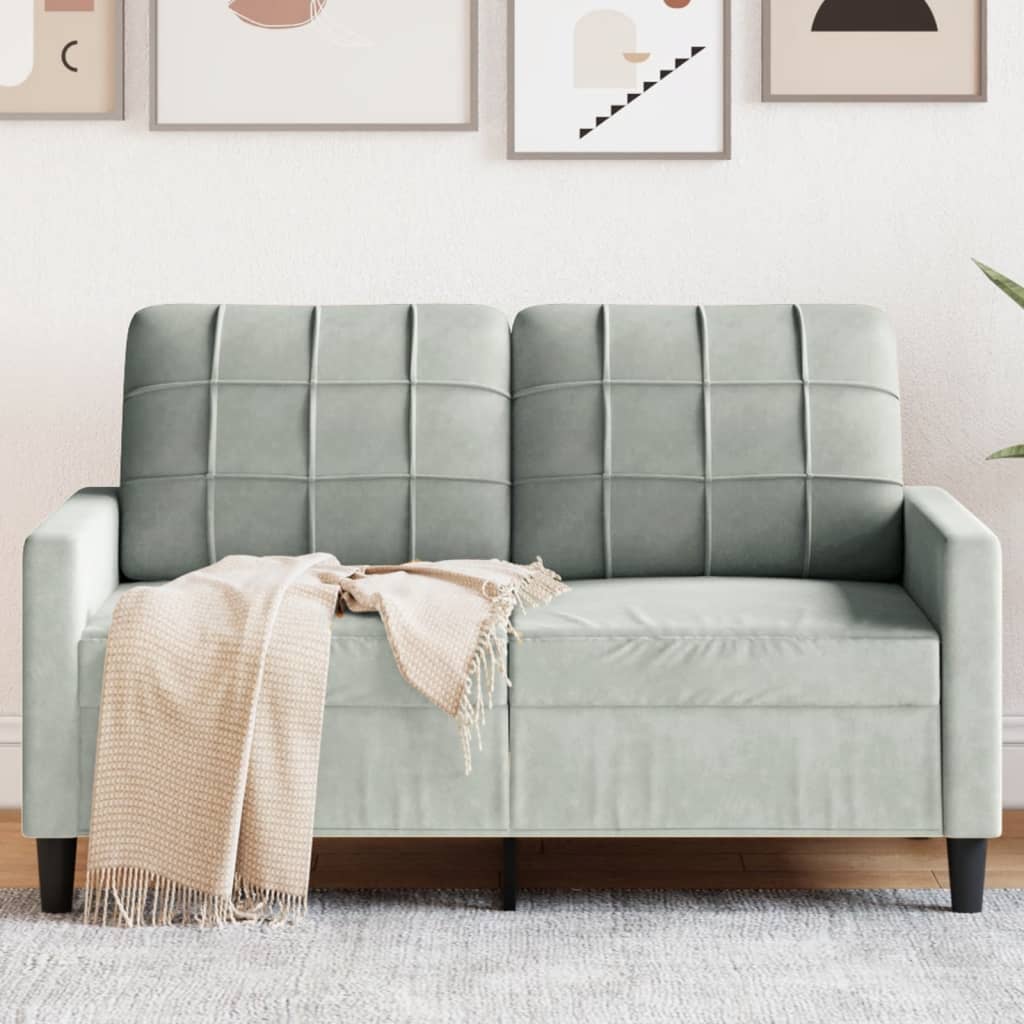 kétszemélyes világosszürke bársony kanapé 120 cm