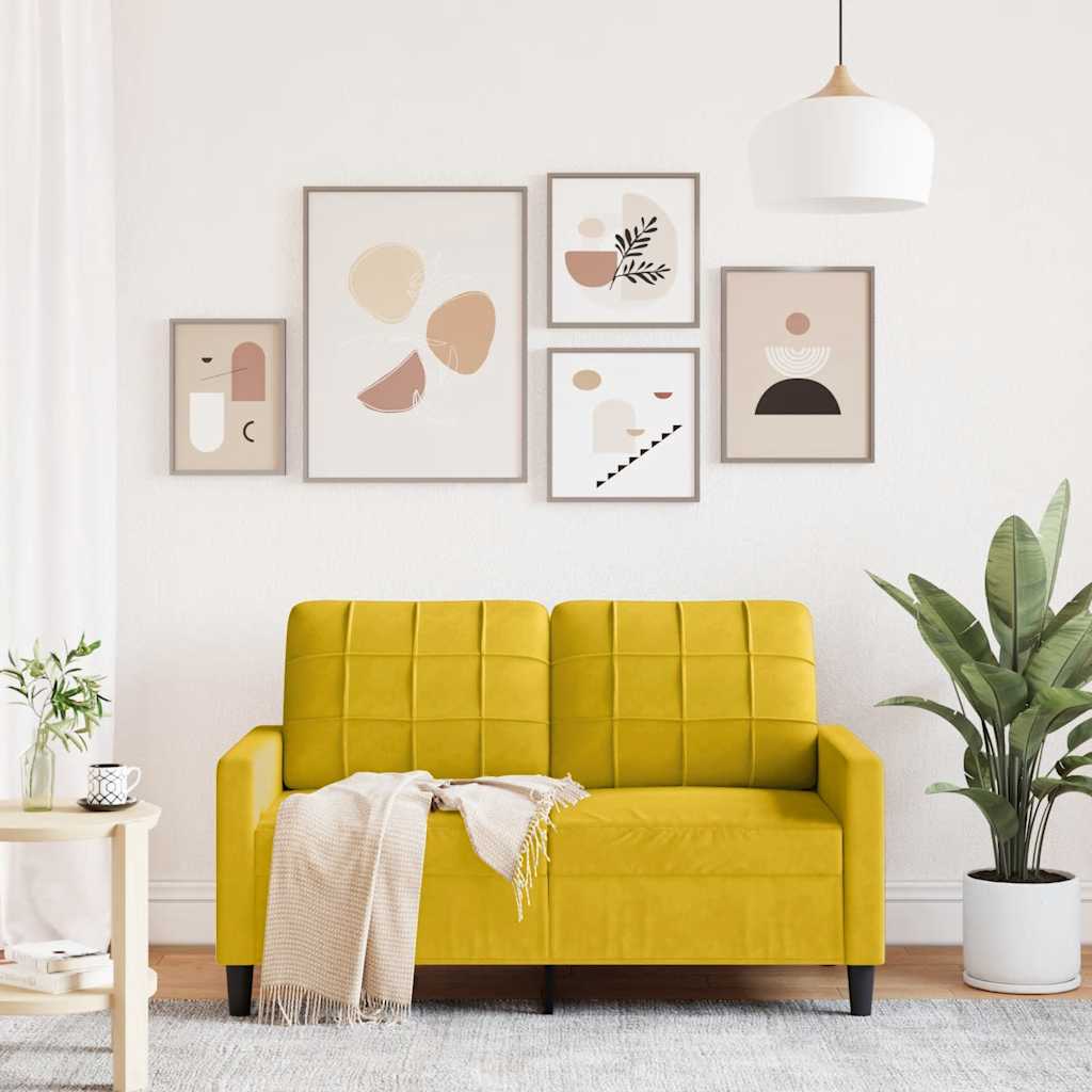 kétszemélyes sárga bársony kanapé 120 cm
