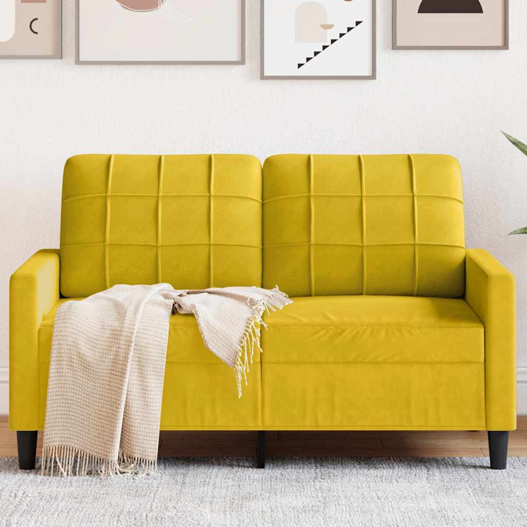 kétszemélyes sárga bársony kanapé 120 cm