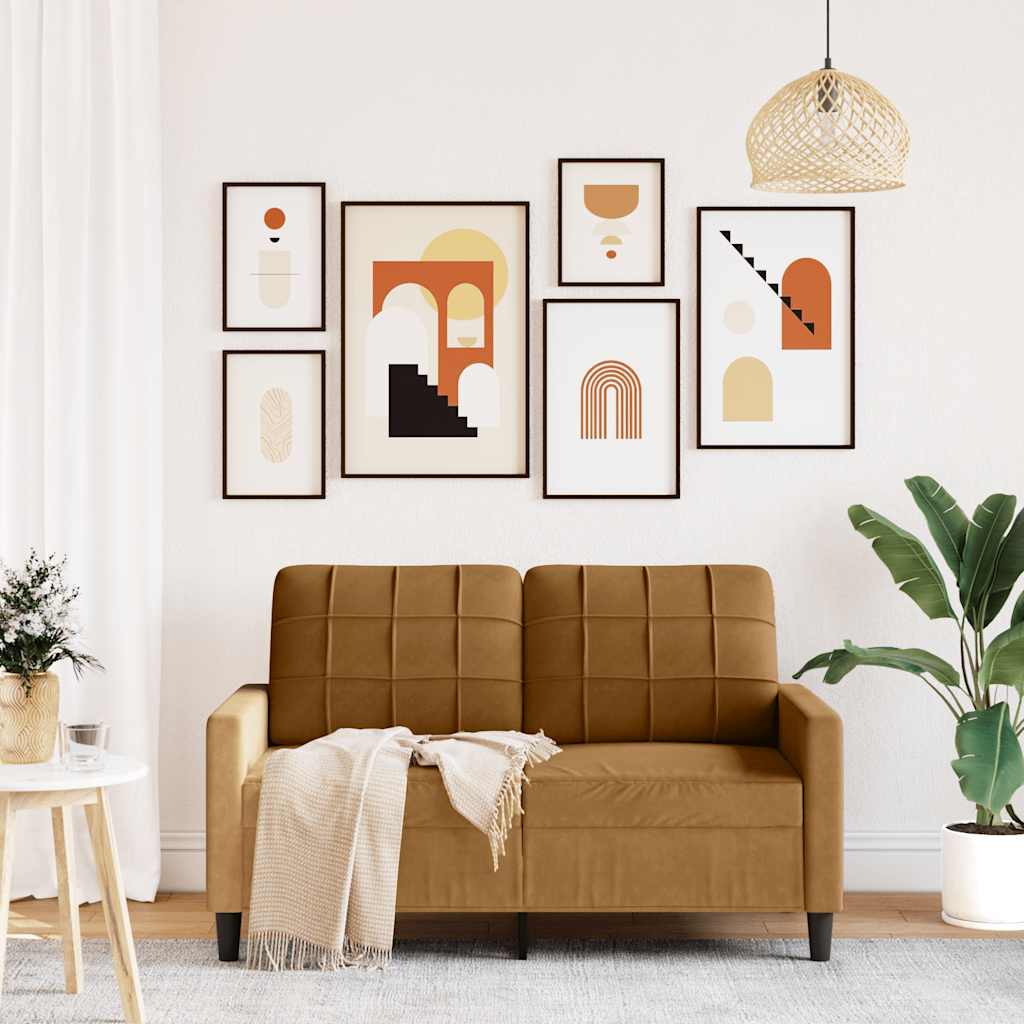 kétszemélyes barna bársony kanapé 120 cm