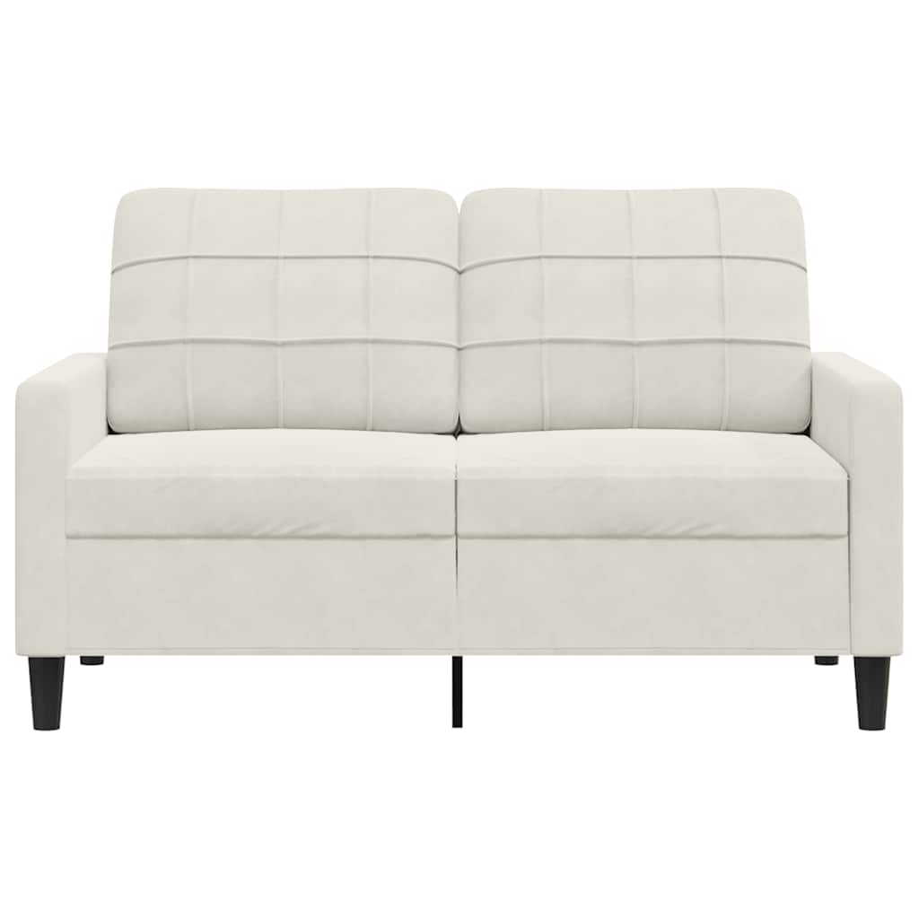 kétszemélyes krémszínű bársony kanapé 120 cm