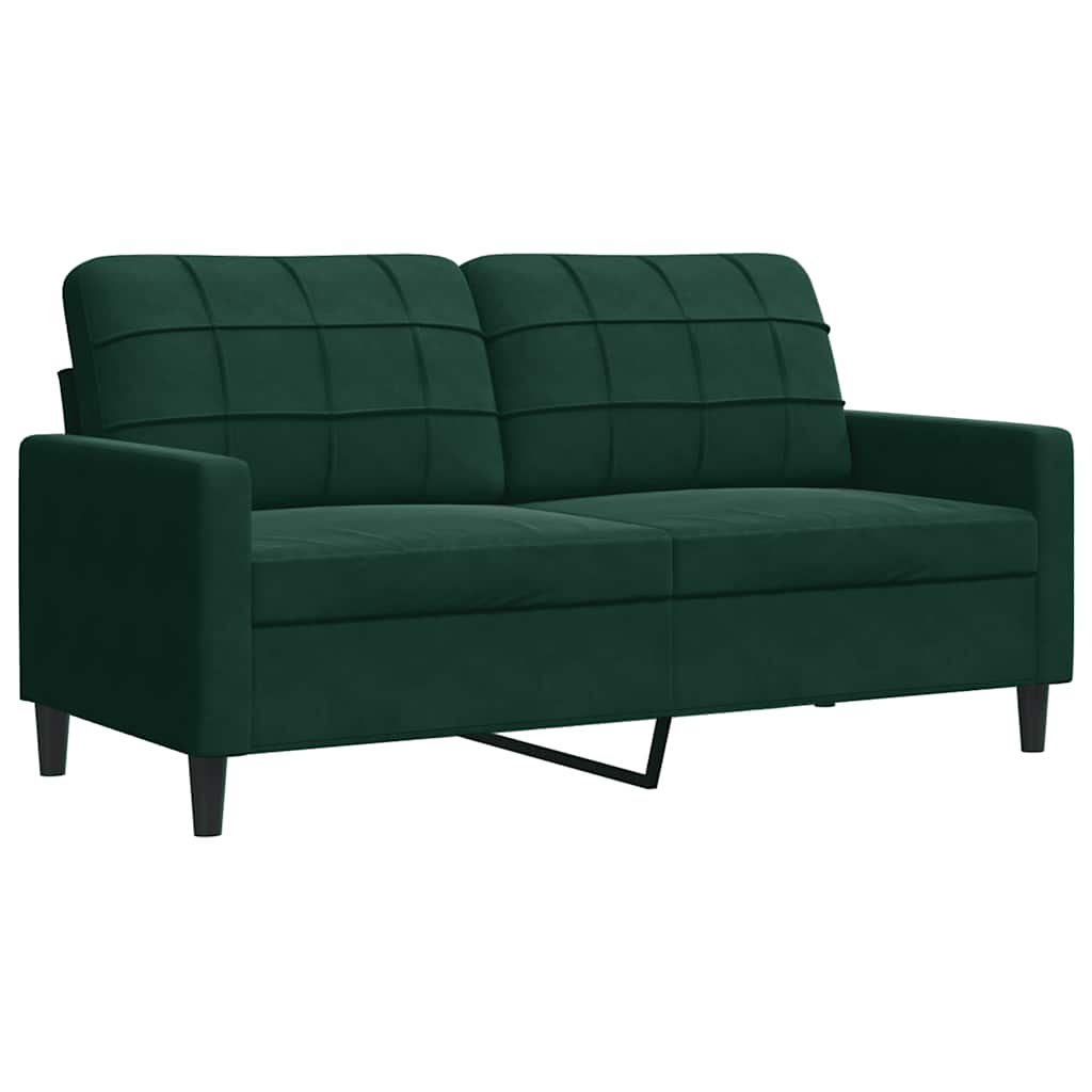 kétszemélyes sötétzöld bársony kanapé 140 cm