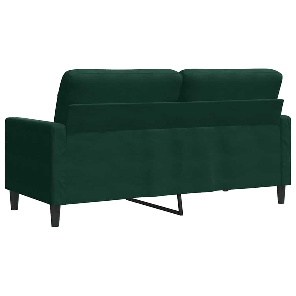 kétszemélyes sötétzöld bársony kanapé 140 cm