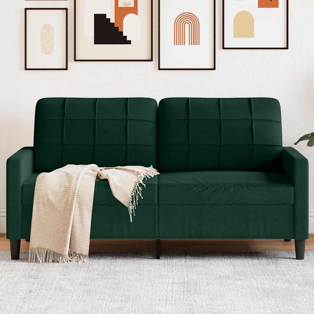 kétszemélyes sötétzöld bársony kanapé 140 cm