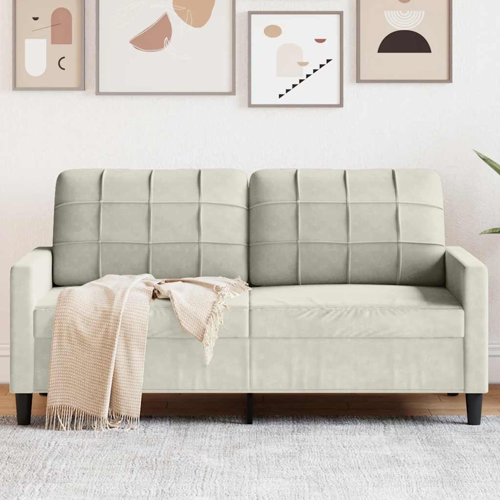 kétszemélyes krémszínű bársony kanapé 140 cm