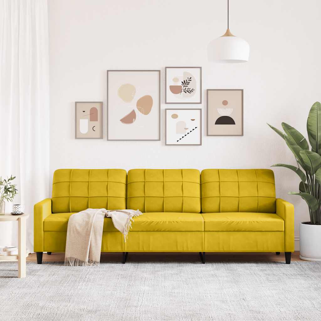 3 személyes sárga bársony kanapé 210 cm