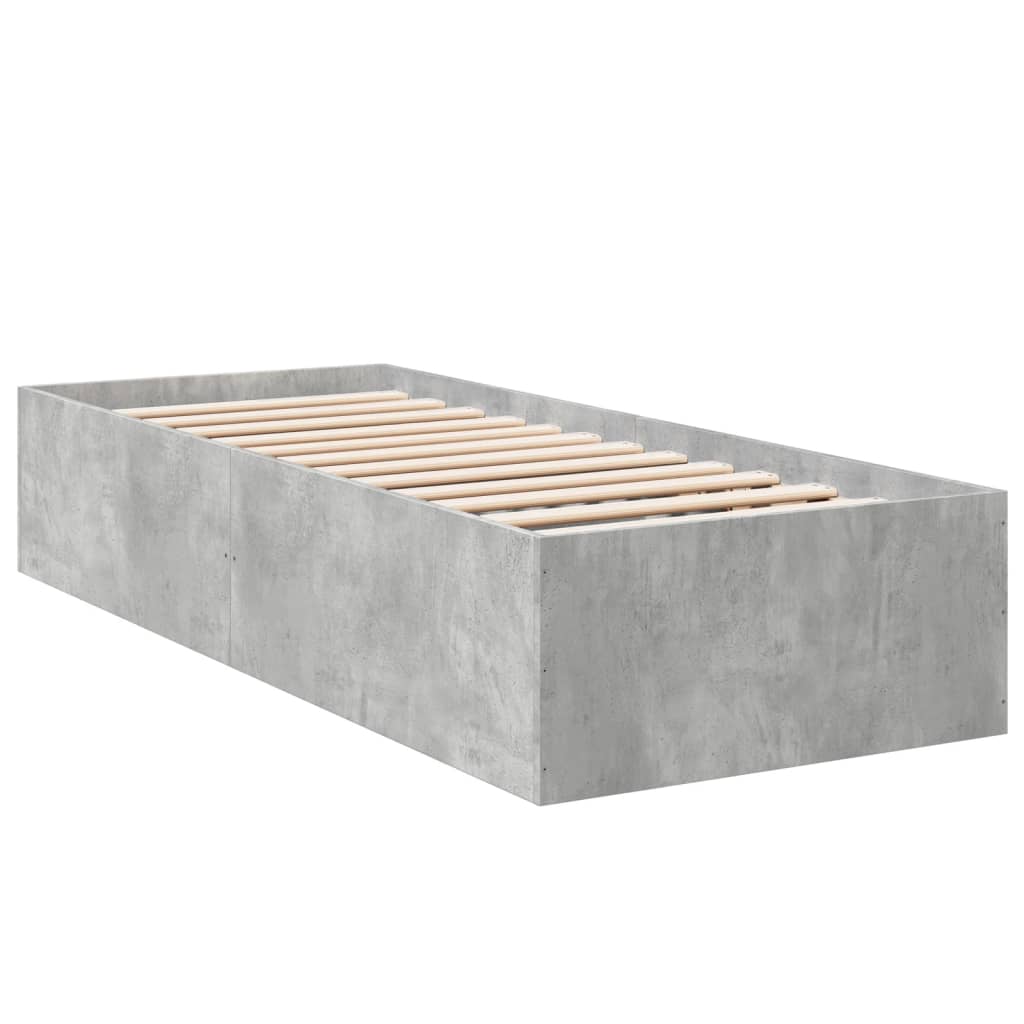 betonszürke szerelt fa ágykeret 75 x 190 cm